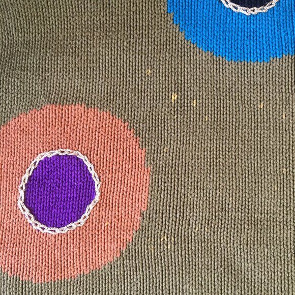 Hunt Club Knit Sweater Multi Color Olive Green Women’s Sz M Med Oversized 90s - Picture 15 of 16